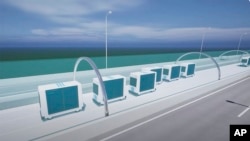 This illustration taken from the government's official YouTube video shows a conveyor belt road. (Japan's Ministry of Land, Infrastructure, Transport and Tourism via AP)