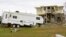 A recreational vehicle damaged by Hurricane Zeta is pictured in Grand Isle, La., Oct. 30, 2020.
