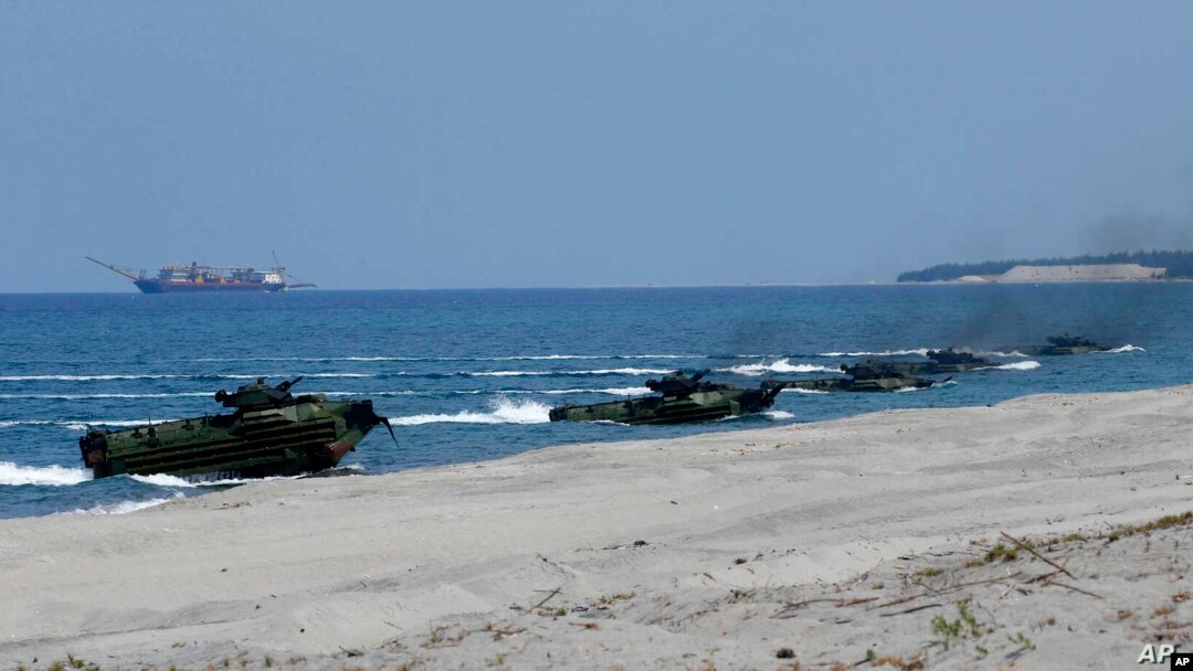 Các cuộc tập trận hỗn hợp Mỹ-Philippines "Balikatan 2019" ngày 11/4/2019 ngoài khơi San Antonio, tỉnh Zambales ở Tây Bắc Manila, Philippines. (AP Photo/Bullit Marquez)