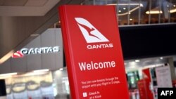 Terminal keberangkatan Qantas di Bandara Melbourne, Australia, 20 Agustus 2020. (William WEST / AFP)