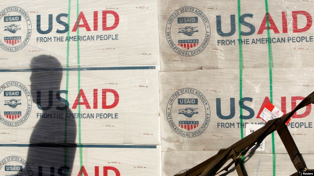 FILE PHOTO: Boxes of relief items from USAID arrive for victims of super typhoon Haiyan, in Manila