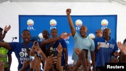 FILE - Democratic Alliance leader Mmusi Maimane arrives at an election rally in Kwamashu near Durban, South Africa, May 7, 2019. 