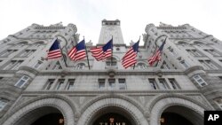 FILE - The Trump International Hotel in Washington is pictured, Dec. 21, 2016. President Donald Trump will hold his first re-election fundraiser at his own hotel in Washington on June 28, 2017. 