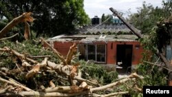 FILE - Tree branches are seen along a road after the passing of Hurricane Franklin, in Nautla in Veracruz state, Mexico, Aug. 10, 2017.