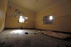 FILE - A view inside a former Islamic State group prison cell in the city of Hajin in Syria's eastern Deir Ezzor province, Jan. 27, 2019, vacated after the Kurdish-led and U.S.-backed Syrian Democratic Forces retook the city from IS group fighters.