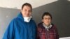 Serbia, Belgrade, volunteers Adrijana Komadina and Dusan Kurtovic who are helping the elders during coronavirus pandemic