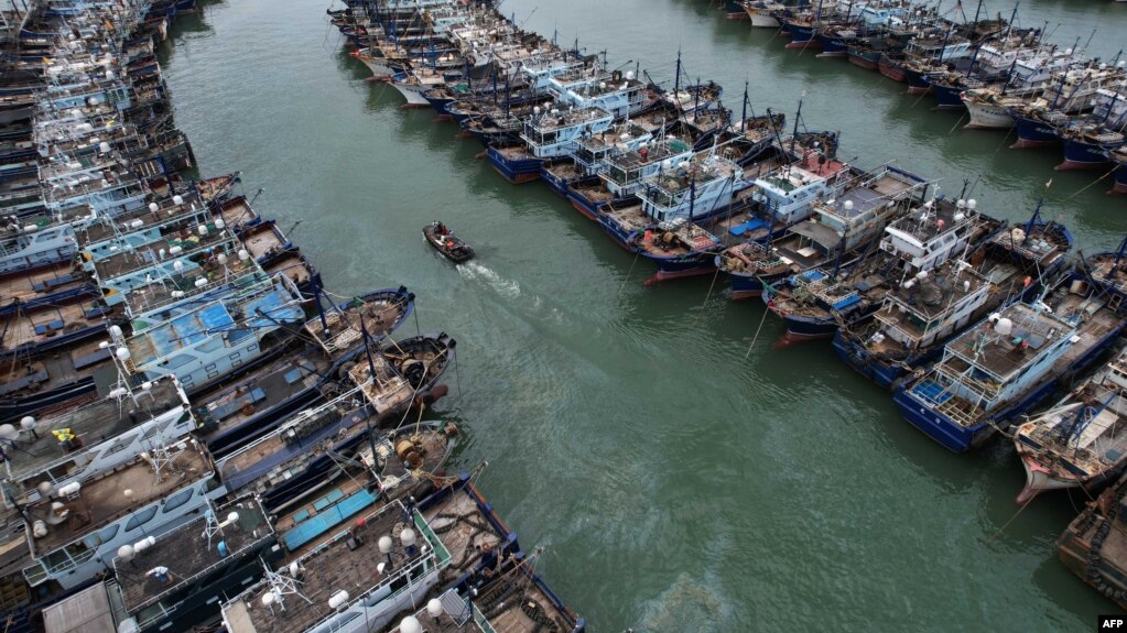 资料照片: 2023年7月26日停泊在厦门高崎一个港口的渔船(photo:VOA)