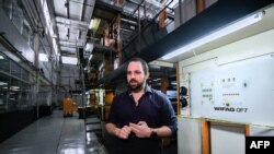 FILE - The General Manager of Venezuelan newspaper El Nacional Jorge Makriniotis speaks during an interview with the AFP, at its printing press in Caracas, June 14, 2019. 