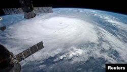 Hurricane Gonzalo is seen over the Atlantic Ocean in this NASA image taken by astronaut Alexander Gerst from the International Space Station, Oct. 17, 2014.