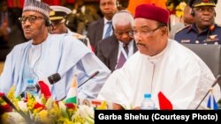 Shugaba Muhammad Buhari na Najeriya da Shugaba Issoufou Mahammadou na Jamhuriyar Nijar