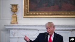 President Donald Trump speaks during a 'White House Business Session with our Nation's Governors," in the State Dinning Room of the White House, in Washington, Feb.10, 2020.