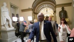 House Majority Whip James Clyburn of S.C., leaves after a vote on Capitol Hill, June 27, 2019 in Washington.