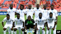 Les Léopards de la RDC lors de la CAN 2015 à Bata, Guinée Bissau, 31 janvier 2015.