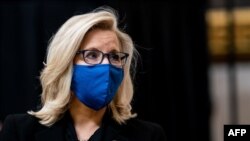 US Rep. Liz Cheney of Wyoming attends a congressional tribute to the late Capitol Police officer Brian Sicknick who lies in honor in the Rotunda of the US Capitol on Feb. 3, 2021, in Washington, DC.