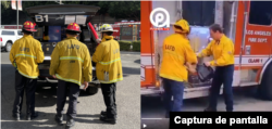 Comparación de imágenes de foto original del Departamento de Bomberos de LA (izquierda), con captura de pantalla de video viral (izquierda).