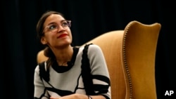 New York congressional candidate Alexandria Ocasio-Cortez participates in a town hall in support of Kerri Evelyn Harris, Democratic candidate for the U.S. Senate in Delaware, Aug. 31, 2018, in Newark, Delaware. Democrats have increasingly focused on digital as a way to strike back against the GOP. Some candidates, like Ocasio-Cortez, have won recent primaries with minimal television ads, instead relying mostly on digital ones.