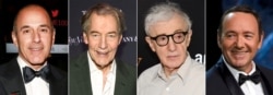 This combination photo shows, from left, morning news show anchors Matt Lauer and Charlie Rose, filmmaker Woody Allen and actor Kevin Spacey, who have all been accused of sexual abuse and harassment.