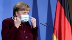 Kanselir Jerman Angela Merkel di Berlin, 19 Maret 2021.