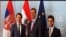 Ministar spoljnih poslova Austrije, Sebastijan Kurc sa premijerom Vučićem i ministrom finansija Srbije, Lazarom Krstićem