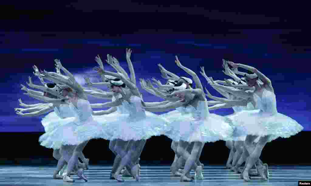 Dancers of the State Opera Ballet perform during a dress rehearsal of Pyotr Ilyich Tchaikovsky&#39;s Swan Lake at the State Opera in Vienna, Austria.