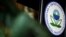 FILE - The U.S. Environmental Protection Agency (EPA) sign is seen on the podium at EPA headquarters in Washington, July 11, 2018. 