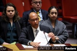 FILE — Deputy U.S. Ambassador to the U.N. Robert Wood speaks during a meeting of the United Nations Security Council at U.N. headquarters in New York, January 22, 2024.