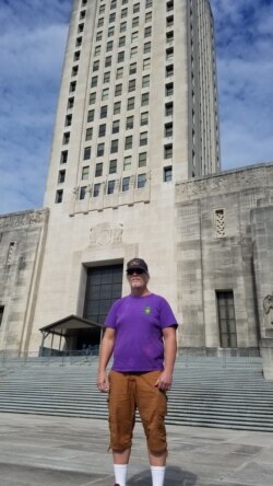 Tom Deel came to the Lousiana State Capitol Building in Baton Rouge on January 20, 2021 to protest what he feels is the widespread disregard of the laws and values outlined in the U.S. Constitution.
