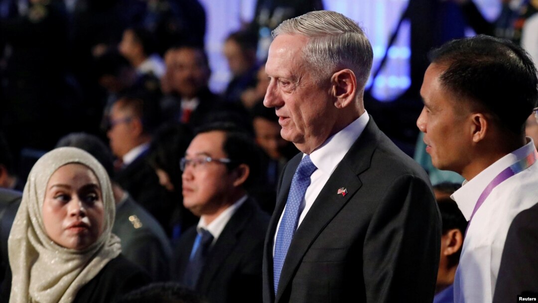 Menteri Pertahanan AS James Mattis pada saat menghadiri pertemuan Menteri Pertahanan ASEAN di Provinsi Pampanga, Manila, 24 Oktober 2017. (Foto:Dok)