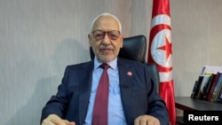 FILE — Tunisian opposition leader Rached Ghannouchi participates in an interview with Reuters, in Tunis.