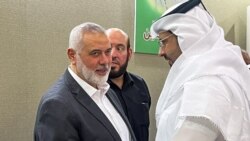 Hamas top leader meets people offering condolences after the killing of three of his sons, in Doha