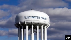 The Flint Water Plant water tower is seen in Flint, Michigan, March 21, 2016. The EPA awarded $100 million to upgrade Flint's drinking water infrastructure, March 17, 2017.