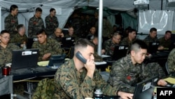 미군과 한국군 장병들이 연합 지휘소 훈련을 진행하고 있다. (자료사진)