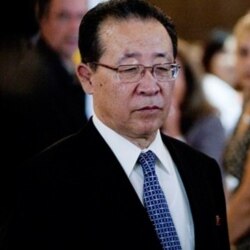 Kim Kye Gwan, first vice foreign minister of North Korea, arrives at John F. Kennedy International Airport in New York, July 26, 2011
