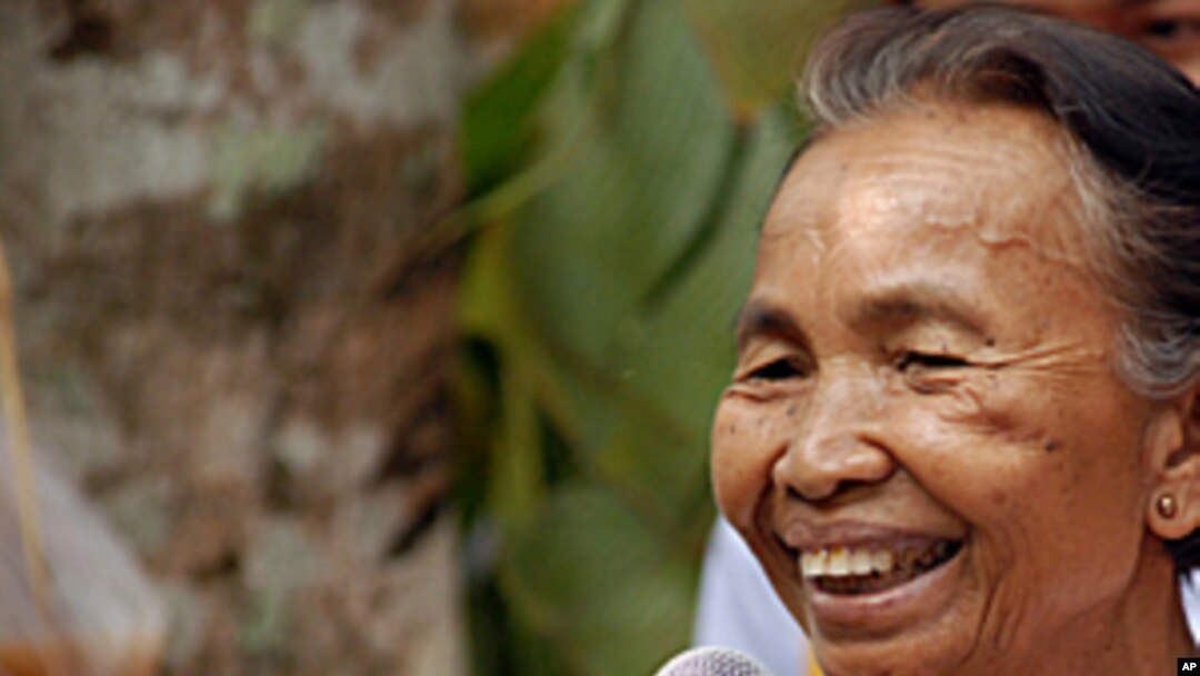 Former Khmer Rouge district chief Im Chaem tells a reconciliation meeting of former cadres and the group's victims in Anlong Veng, Cambodia that the Khmer Rouge in the town want no further prosecutions of its members, 09 Apr 2010