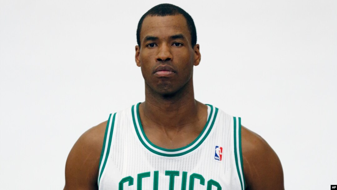 Boston Celtics' Jason Collins poses during Celtics NBA basketball media day at the team's training facility in Waltham, Mass., Sept. 28. 2012.