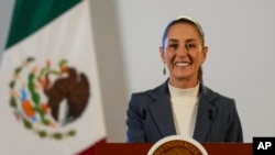 FILE - Mexican President Claudia Sheinbaum gives a media briefing from the National Palace in Mexico City, Oct. 2, 2024.