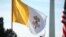 President Barack Obama and Pope Francis are flanked by a U.S. and Vatican flag during a state arrival ceremony on the South Lawn of the White House in Washington, Sept. 23, 2015. 