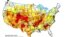 Las zonas más oscuras, sombreadas en marrón y rojo, experimentan una sequía extrema o excepcional (ilustración:US Drought Monitor).