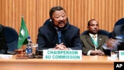 Chairperson of the African Union Commission, Jean Ping, speaks during a meeting of African economic blocs at the African Union summit in Addis Ababa, January 25, 2012.