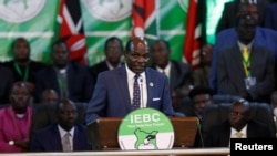 Mwenyekiti wa tume huru ya uchaguzi na mipaka IEBC Wafula Chebukati wakati akitangaza mshindi wa uchaguzi wa urais Agosti 15 2022. PICHA: Reuters