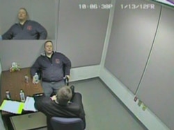 FILE - Naval intelligence officer Jeffrey Delisle is shown in this still image taken from video of the Royal Canadian Mounted Police videotaped interrogation of the confessed spy in Lower Sackville, Nova Scotia, Jan. 13, 2012.