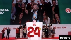 The newly elected Secretary General of Socialist Party, Pedro Nuno Santos, gestures during the 24th Socialist Congress in Lisbon, Portugal, January 7, 2024
