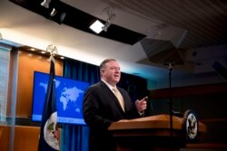 FILE - Secretary of State Mike Pompeo speaks at a news conference at the State Department in Washington, Nov. 18, 2019.