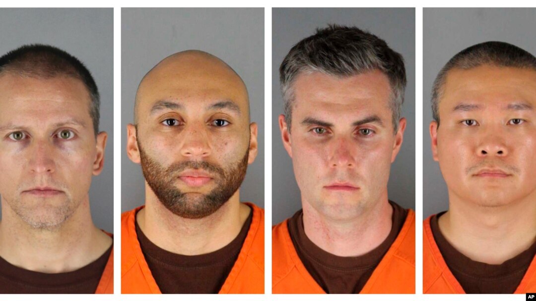 FILE - This combination of photos provided by the Hennepin County Sheriff's Office in Minnesota on Wednesday, June 3, 2020, shows from left, former Minneapolis police officers Derek Chauvin, J. Alexander Kueng, Thomas Lane and Tou Thao. 