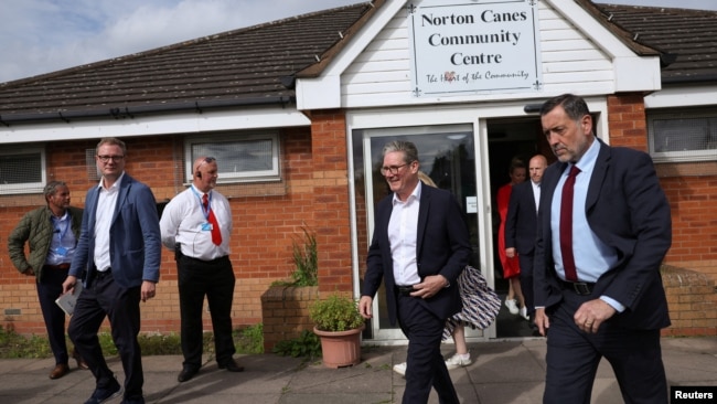 Kreu i partisë Laburiste Keir Starmer gjatë një takimi në kuadër të fushatë zgjedhore, Norton Canes, Britani. 2 korrik 2024