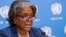 FILE - In this March 1, 2021 file photo, U.S. Ambassador to the United Nations, Linda Thomas-Greenfield speaks to reporters during a news conference at United Nations headquarters. The United States says it is giving $15 million to vulnerable…