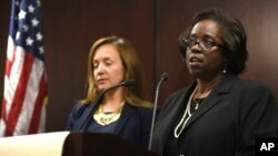 Special prosecutor Patricia Brown-Holmes, right, speaks during a news conference on June 27, 2017 in Chicago. 