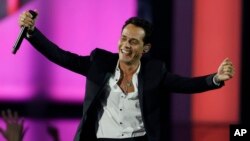 FILE - Singer Marc Anthony performs during the Latin Billboard Awards in Coral Gables, Florida, April 24, 2014.