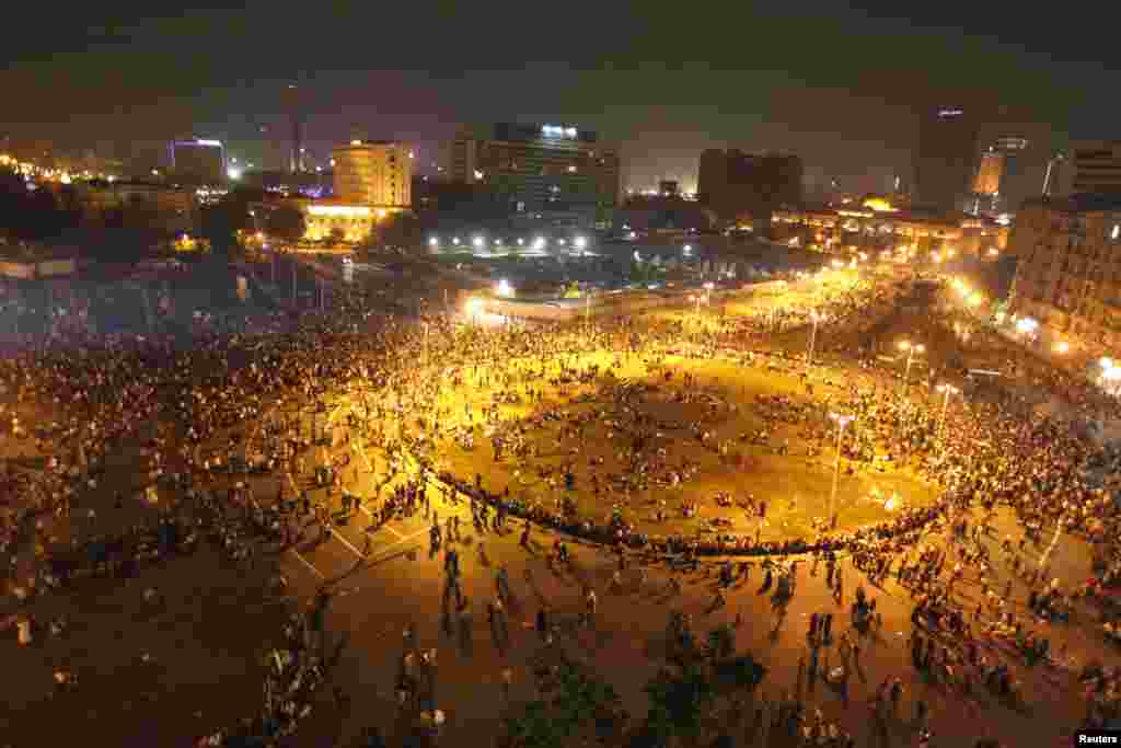 People gather in Tahrir Square, Cairo, Oct. 6, 2013.