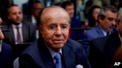 El expresidente de Argentina Carlos Menem, durante una audiencia judicial en un tribunal de Buenos Aires, el 28 de febrero de 2019.